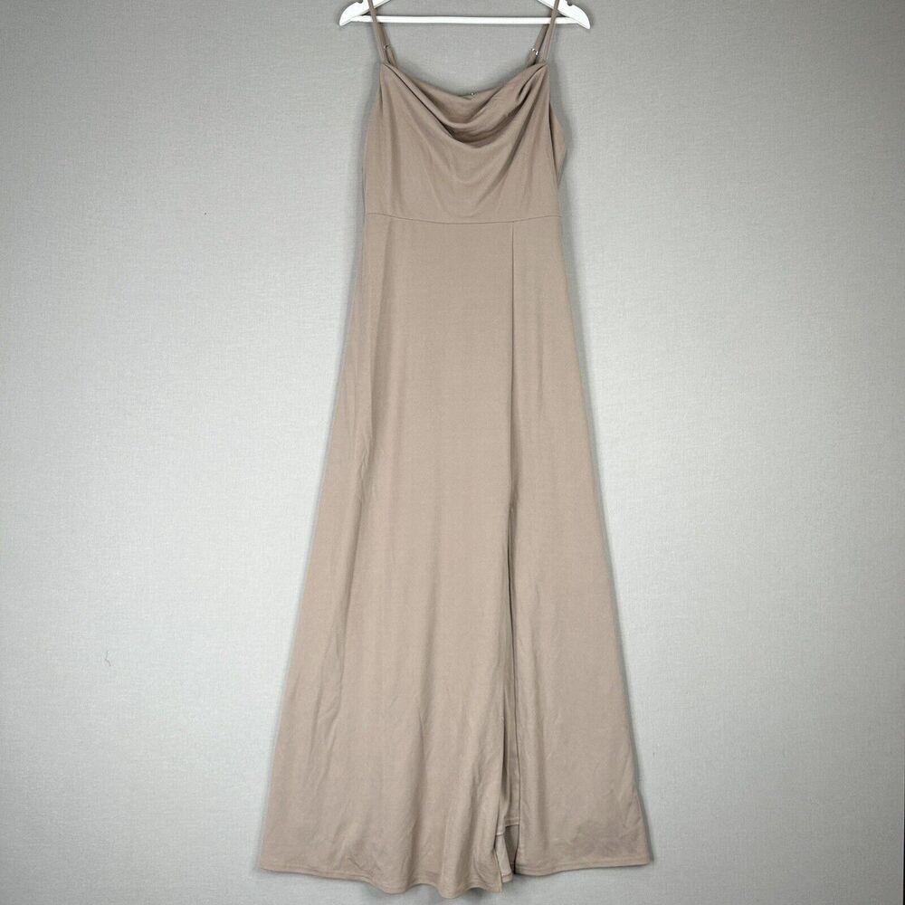 Birdy Grey Womens Dress Large Pink Cowl Flowy Side Slit Gown Formal Bridesmaid - Picture 2 of 11